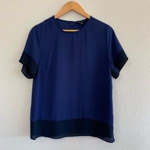 Banana Republic Navy & Royal Blue Two-tone Blouse